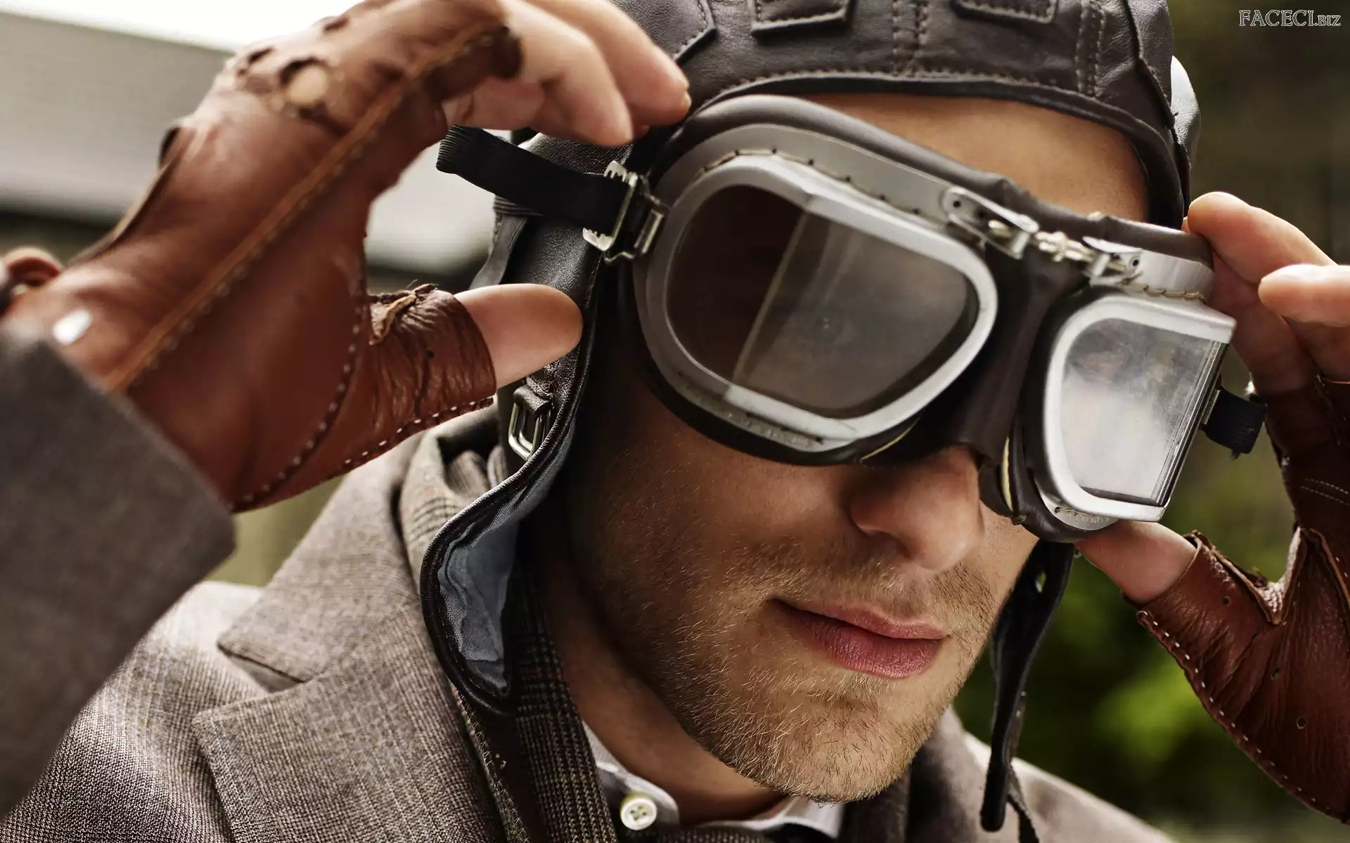 Model, Pilotka, Mężczyzna, Gogle